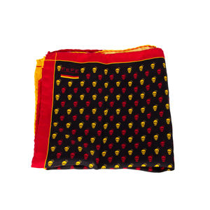 FEFE BLACK, RED & YELLOW PAISLEY POCKET SQUARE | MENS SIZE 32CM